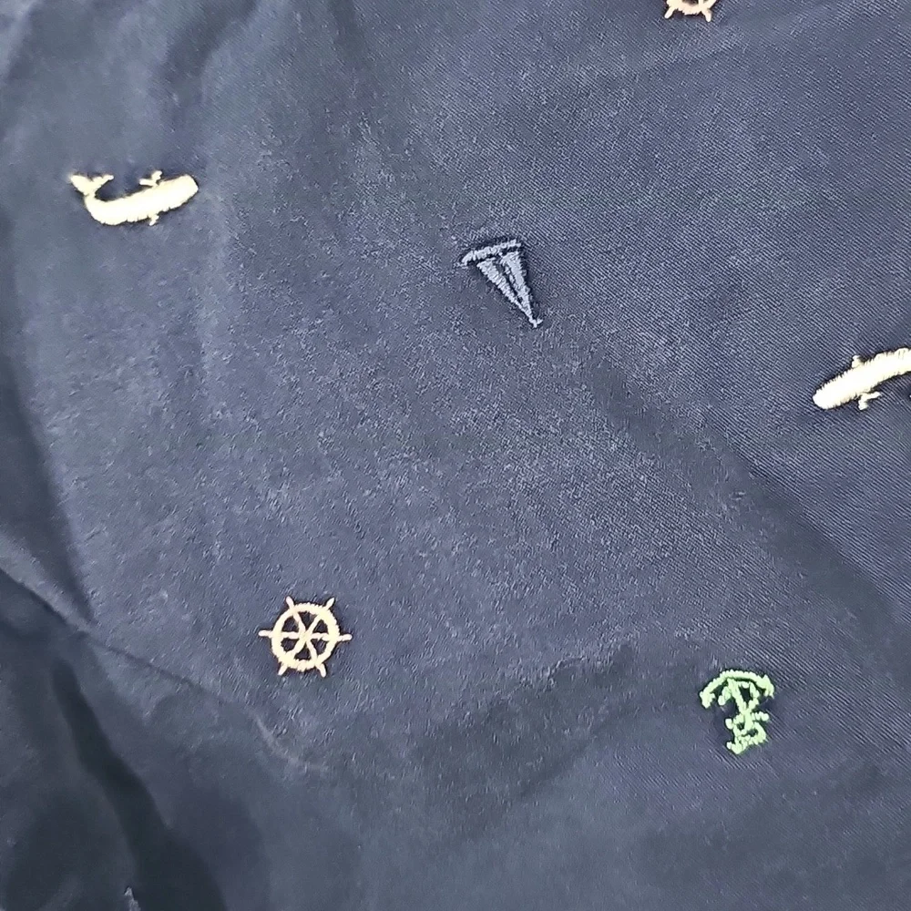 5t Navy Nautical Embrodiery Khaki Shorts